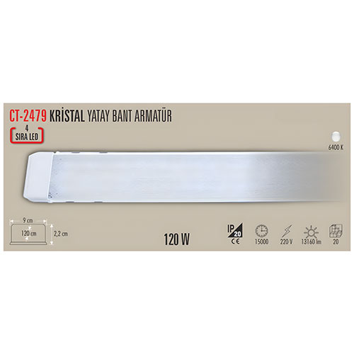 Cata Ct-2479 100W Kristal Yatay Bant Armatürü