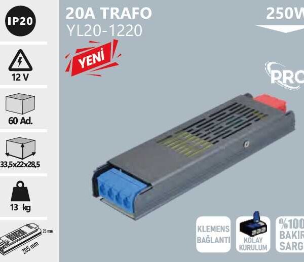 16,5 A TRAFO YL20-1220 PRO BAKIR KLEMENS BAGLANTILI